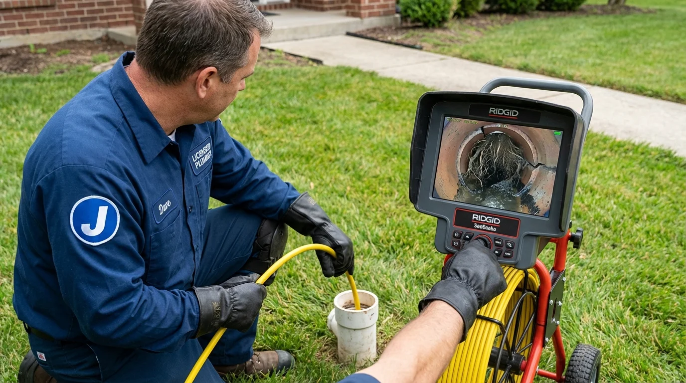 Sewer camera inspection being performed by Johns Plumbing LLC in Los Angeles