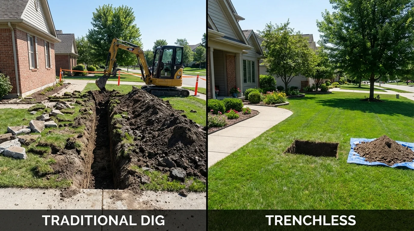 Trenchless sewer repair with minimal yard damage versus traditional excavation in Los Angeles, CA